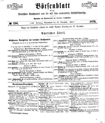 Börsenblatt für den deutschen Buchhandel Samstag 24. Dezember 1870