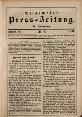 Allgemeine Preß-Zeitung Freitag 29. Januar 1841