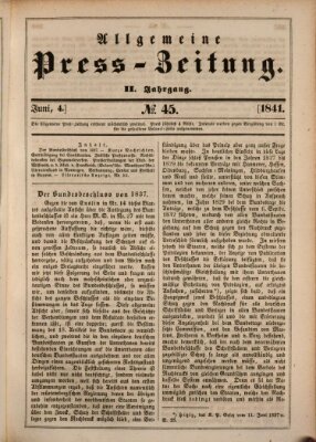 Allgemeine Preß-Zeitung Freitag 4. Juni 1841