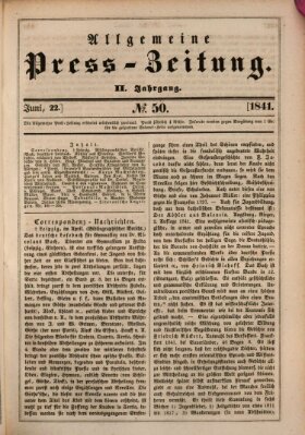 Allgemeine Preß-Zeitung Dienstag 22. Juni 1841