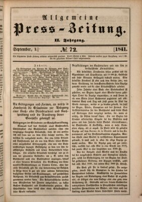 Allgemeine Preß-Zeitung Dienstag 7. September 1841