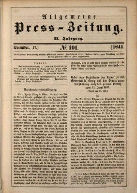 Allgemeine Preß-Zeitung Freitag 17. Dezember 1841