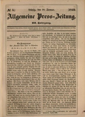 Allgemeine Preß-Zeitung Dienstag 18. Januar 1842