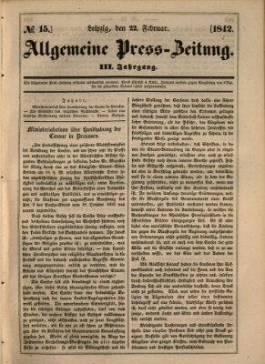 Allgemeine Preß-Zeitung Dienstag 22. Februar 1842