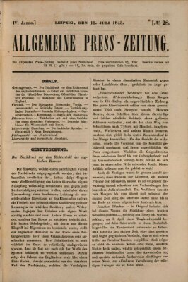 Allgemeine Preß-Zeitung Samstag 15. Juli 1843