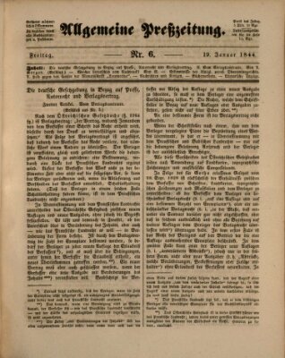 Allgemeine Preß-Zeitung Freitag 19. Januar 1844