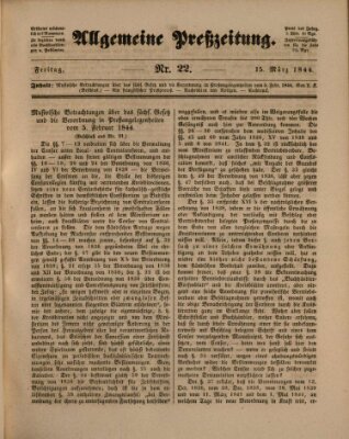 Allgemeine Preß-Zeitung Freitag 15. März 1844