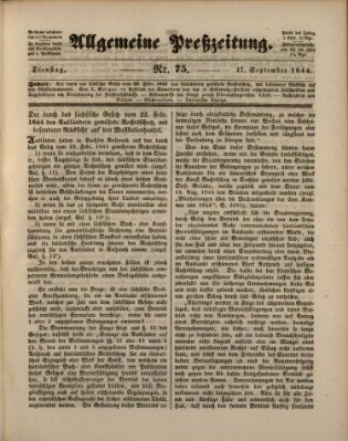 Allgemeine Preß-Zeitung Dienstag 17. September 1844