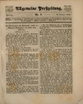 Allgemeine Preß-Zeitung Freitag 10. Januar 1845