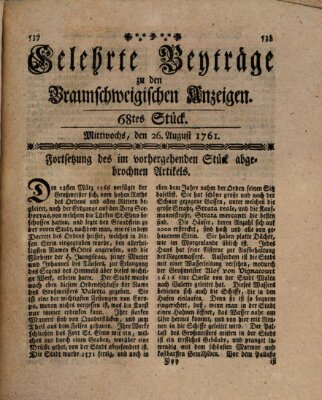 Braunschweigische Anzeigen Mittwoch 26. August 1761