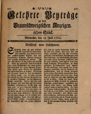 Braunschweigische Anzeigen Mittwoch 28. Juli 1762
