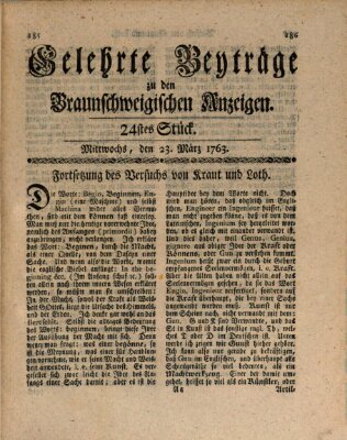 Braunschweigische Anzeigen Mittwoch 23. März 1763