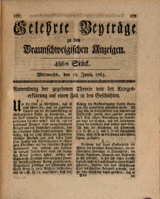 Braunschweigische Anzeigen Mittwoch 15. Juni 1763