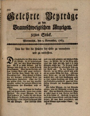 Braunschweigische Anzeigen Samstag 12. November 1763