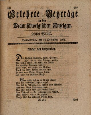 Braunschweigische Anzeigen Samstag 10. Dezember 1763