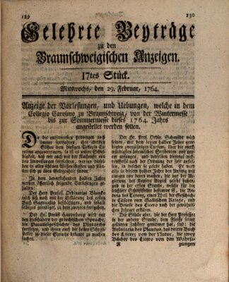 Braunschweigische Anzeigen Mittwoch 29. Februar 1764