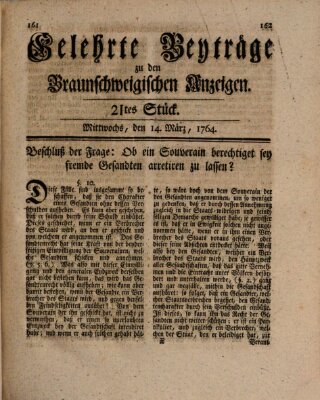Braunschweigische Anzeigen Mittwoch 14. März 1764