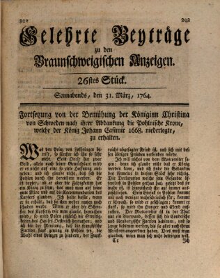 Braunschweigische Anzeigen Samstag 31. März 1764