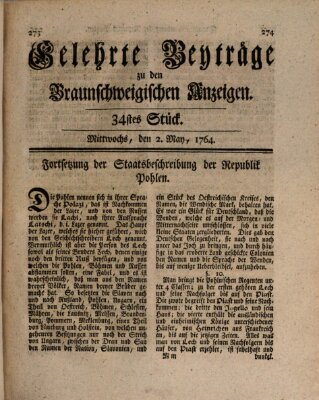 Braunschweigische Anzeigen Mittwoch 2. Mai 1764