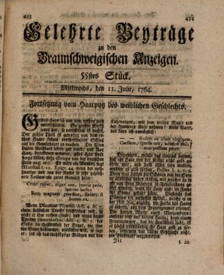 Braunschweigische Anzeigen Mittwoch 11. Juli 1764
