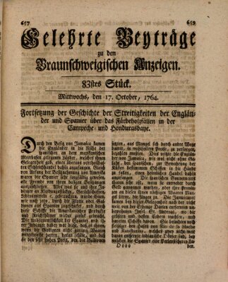 Braunschweigische Anzeigen Mittwoch 17. Oktober 1764