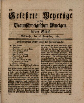 Braunschweigische Anzeigen Mittwoch 26. Dezember 1764
