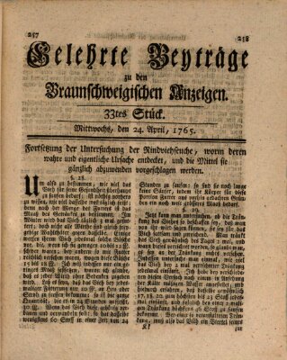 Braunschweigische Anzeigen Mittwoch 24. April 1765