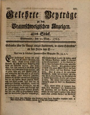 Braunschweigische Anzeigen Mittwoch 22. Mai 1765