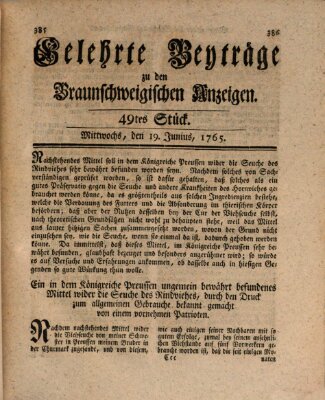 Braunschweigische Anzeigen Mittwoch 19. Juni 1765