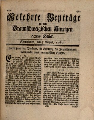Braunschweigische Anzeigen Samstag 3. August 1765