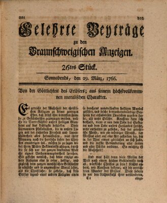 Braunschweigische Anzeigen Samstag 29. März 1766