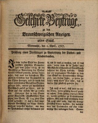 Braunschweigische Anzeigen Mittwoch 1. April 1767