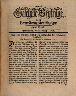 Braunschweigische Anzeigen Samstag 22. August 1767