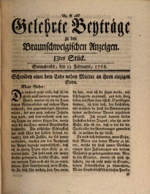 Braunschweigische Anzeigen Samstag 13. Februar 1768