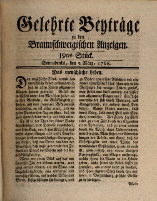 Braunschweigische Anzeigen Samstag 5. März 1768