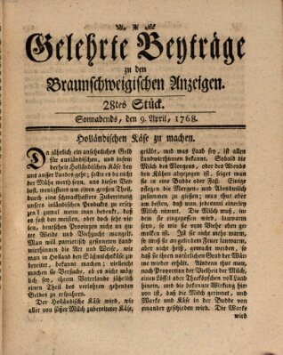 Braunschweigische Anzeigen Samstag 9. April 1768