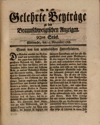 Braunschweigische Anzeigen Mittwoch 23. November 1768