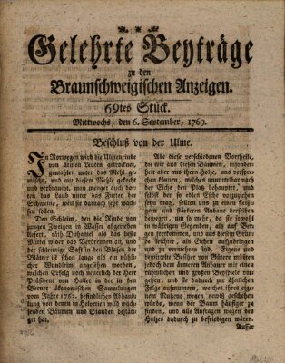 Braunschweigische Anzeigen Mittwoch 6. September 1769