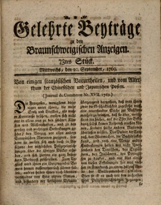 Braunschweigische Anzeigen Mittwoch 20. September 1769