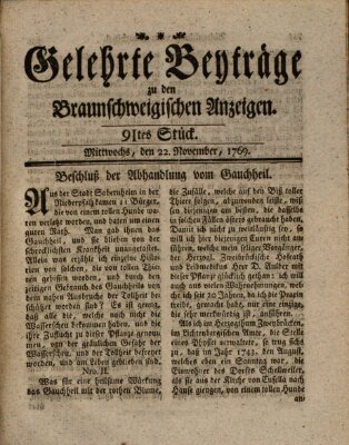 Braunschweigische Anzeigen Mittwoch 22. November 1769