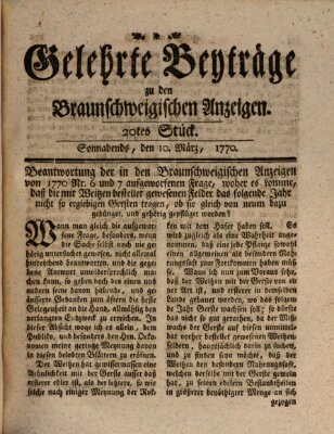 Braunschweigische Anzeigen Samstag 10. März 1770