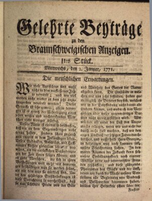 Braunschweigische Anzeigen Mittwoch 2. Januar 1771
