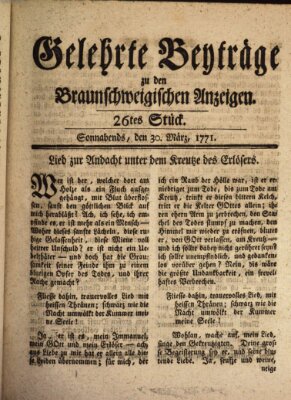 Braunschweigische Anzeigen Samstag 30. März 1771