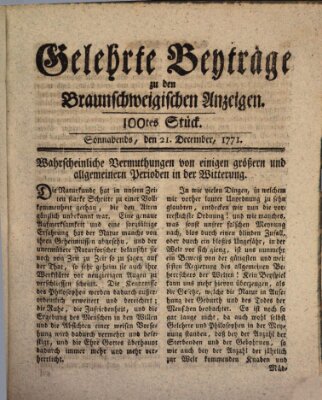 Braunschweigische Anzeigen Samstag 21. Dezember 1771