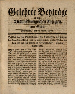 Braunschweigische Anzeigen Mittwoch 29. April 1772