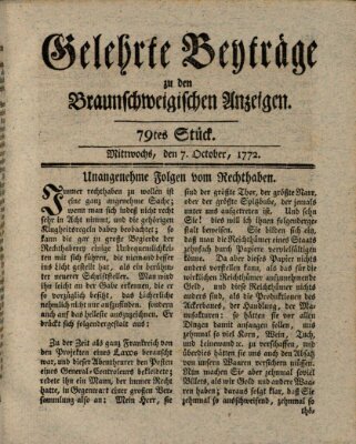 Braunschweigische Anzeigen Mittwoch 7. Oktober 1772