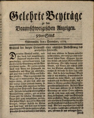 Braunschweigische Anzeigen Mittwoch 2. Dezember 1772