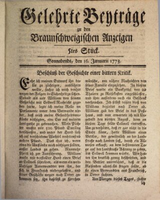 Braunschweigische Anzeigen Samstag 16. Januar 1773