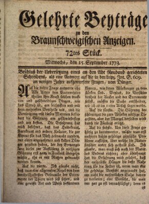 Braunschweigische Anzeigen Mittwoch 15. September 1773