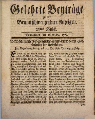 Braunschweigische Anzeigen Samstag 26. März 1774